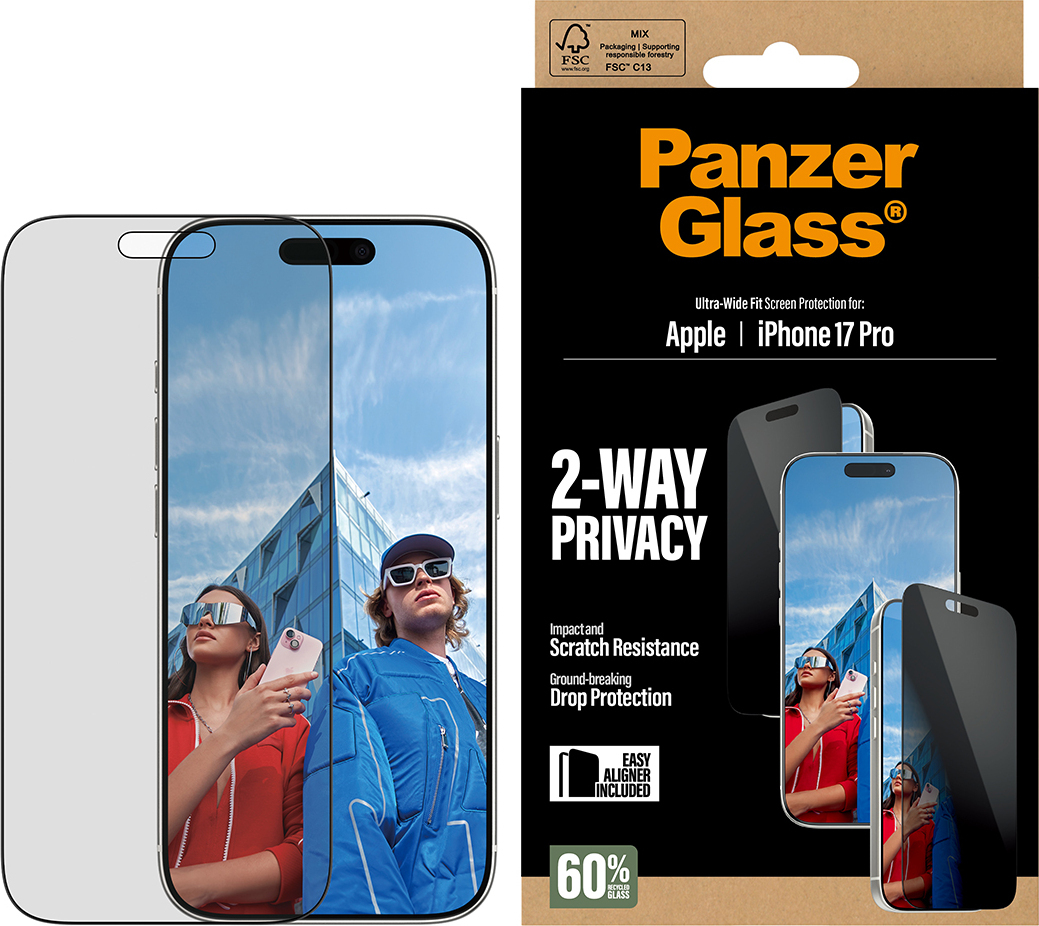 PanzerGlass 2-Way Privacy Ultra-Wide Fit panssarilasi, iPhone 17 Pro