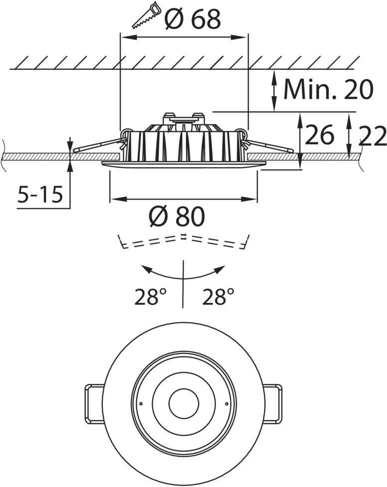 Airam Cosmo DIM LED-alasvalo, 5,8 W, uppoasennettava, kromi 2 Airam Cosmo DIM LED-alasvalo, 5,8 W, uppoasennettava, kromi - Image 2