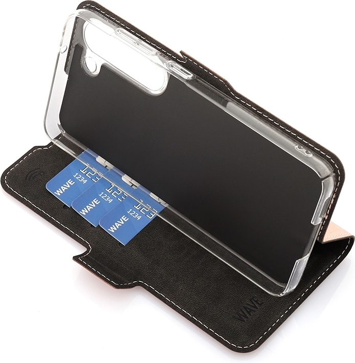 Wave BookCase -suojakotelo, Samsung Galaxy S23, ruusukulta