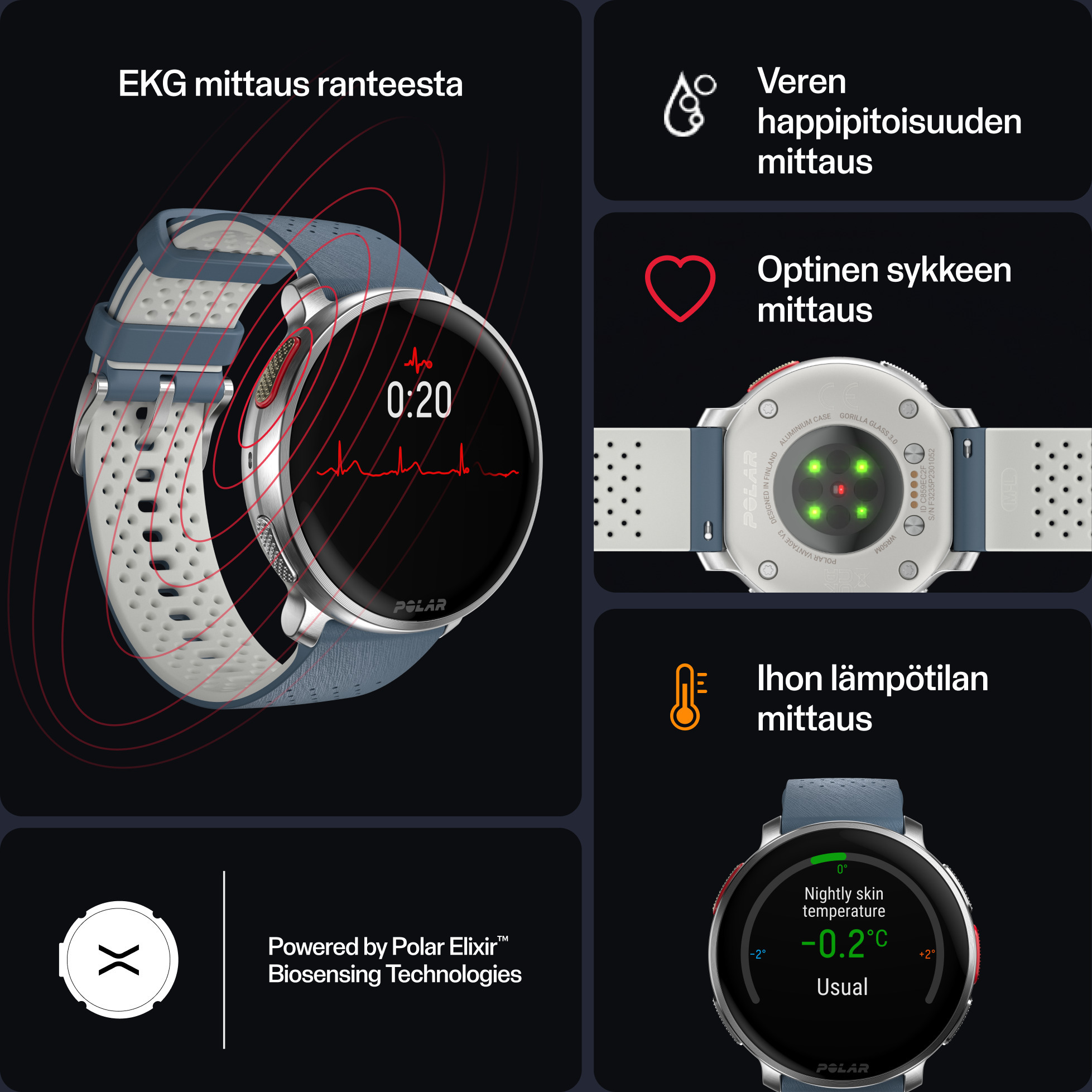 Polar Vantage V3 -premium-urheilukello, musta