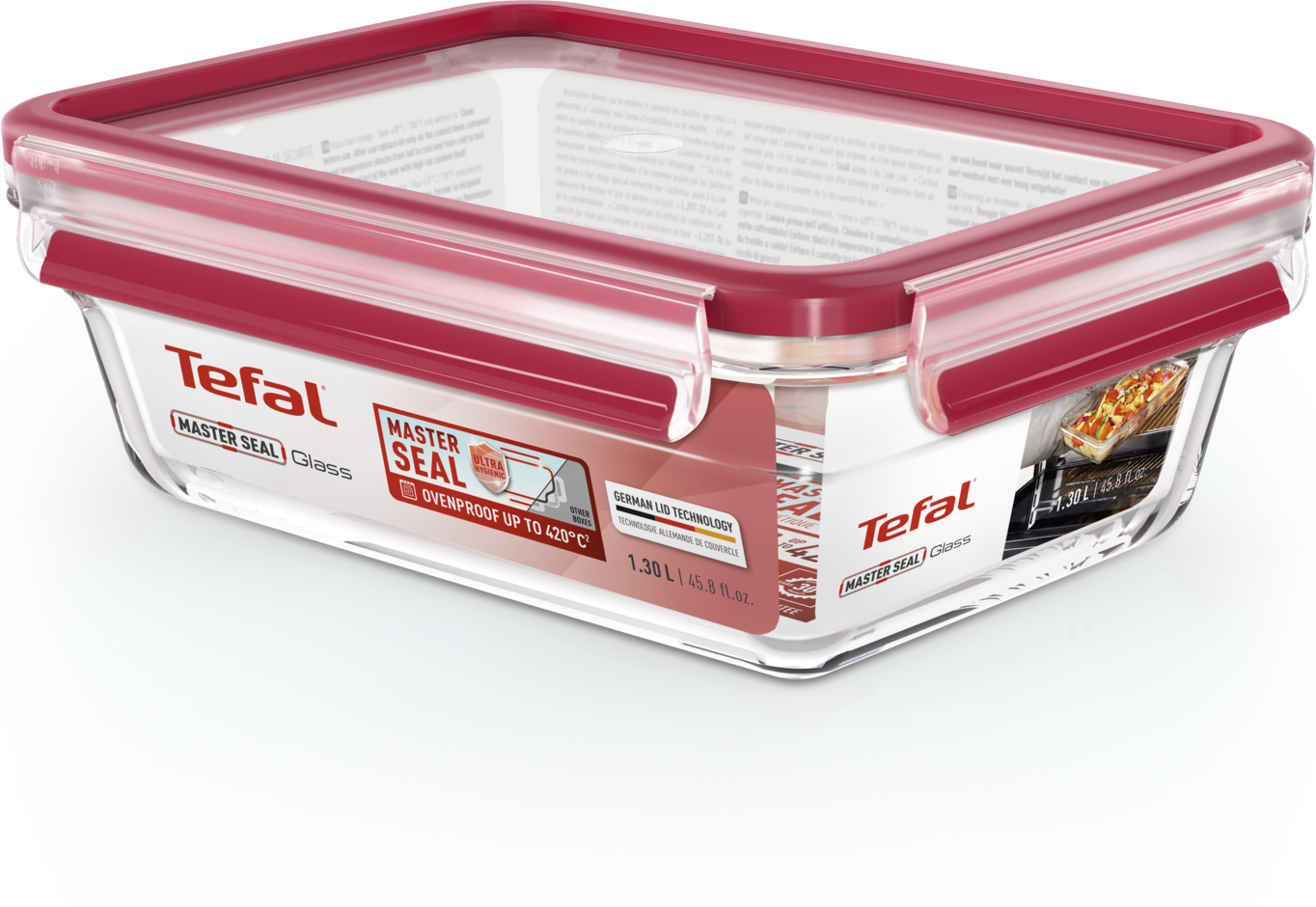 Tefal MasterSeal Glass -säilytysrasia, lasinen, 1,3 L