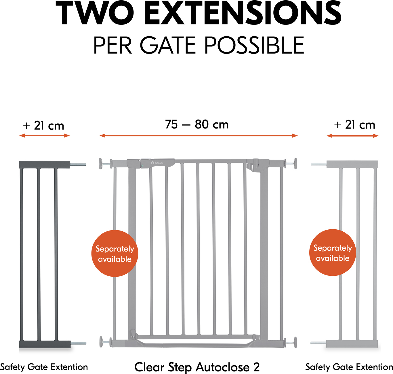 Hauck Safety Gate Extension 21 cm -turvaportin jatkopala, tummanharmaa