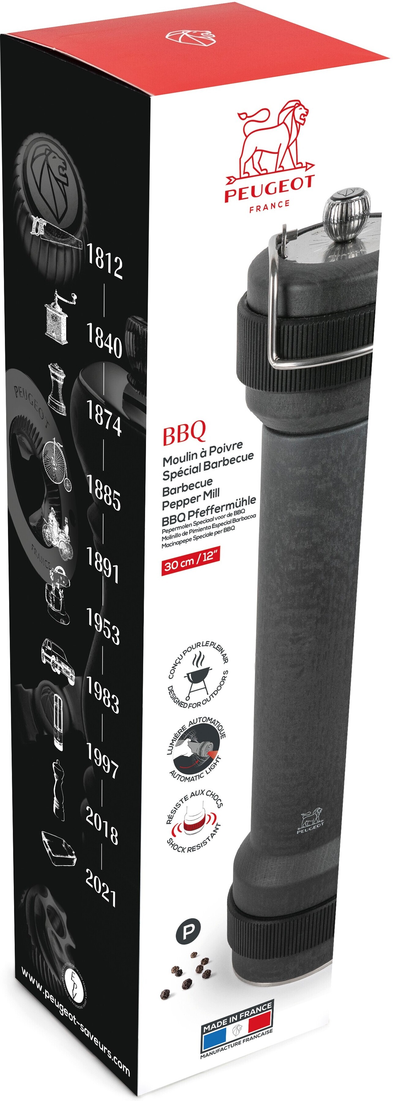Peugeot BBQ pippurimylly valolla, 30 cm