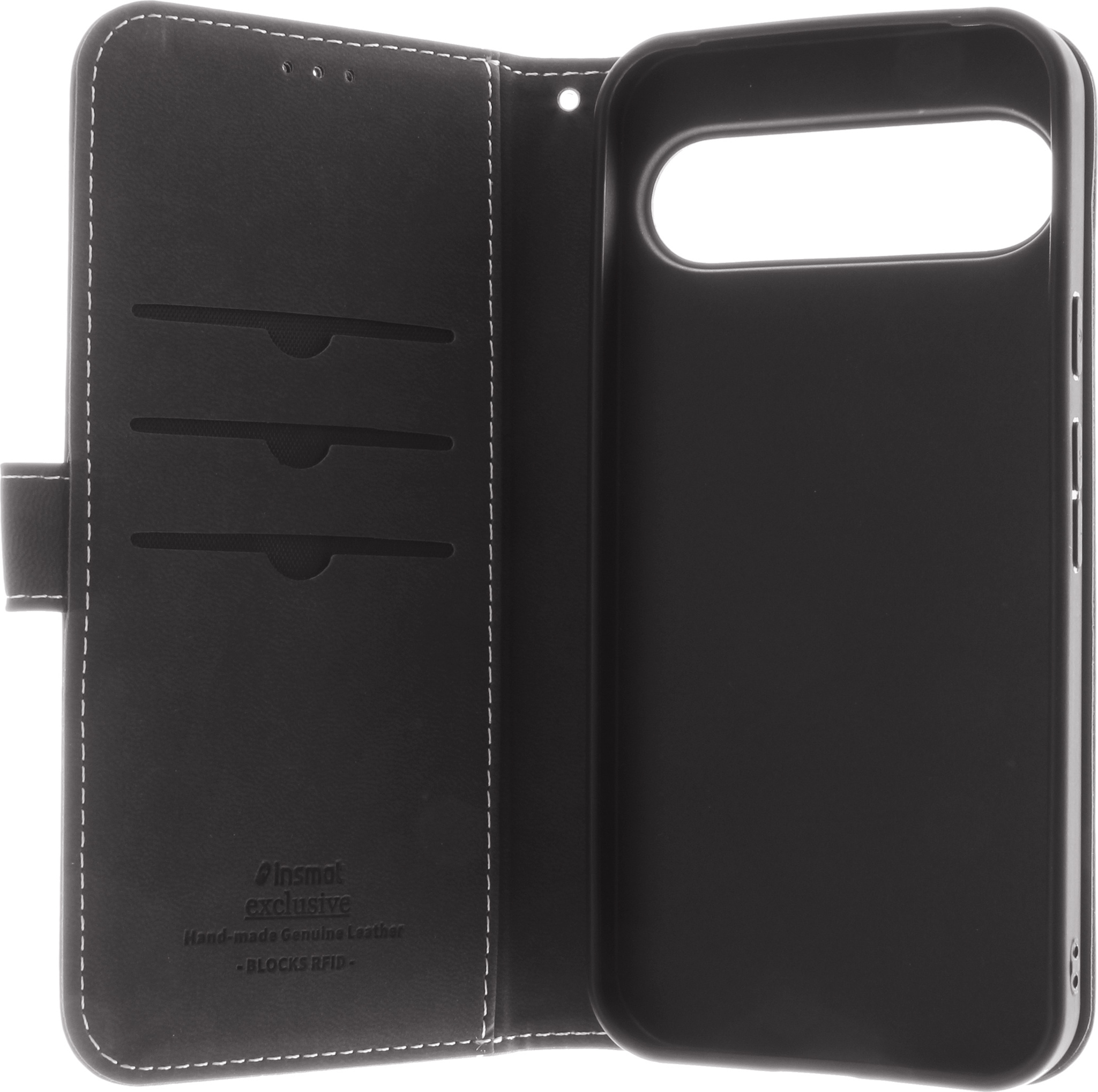 Insmat Exclusive Flip Case -lompakkokotelo, Google Pixel 9, musta