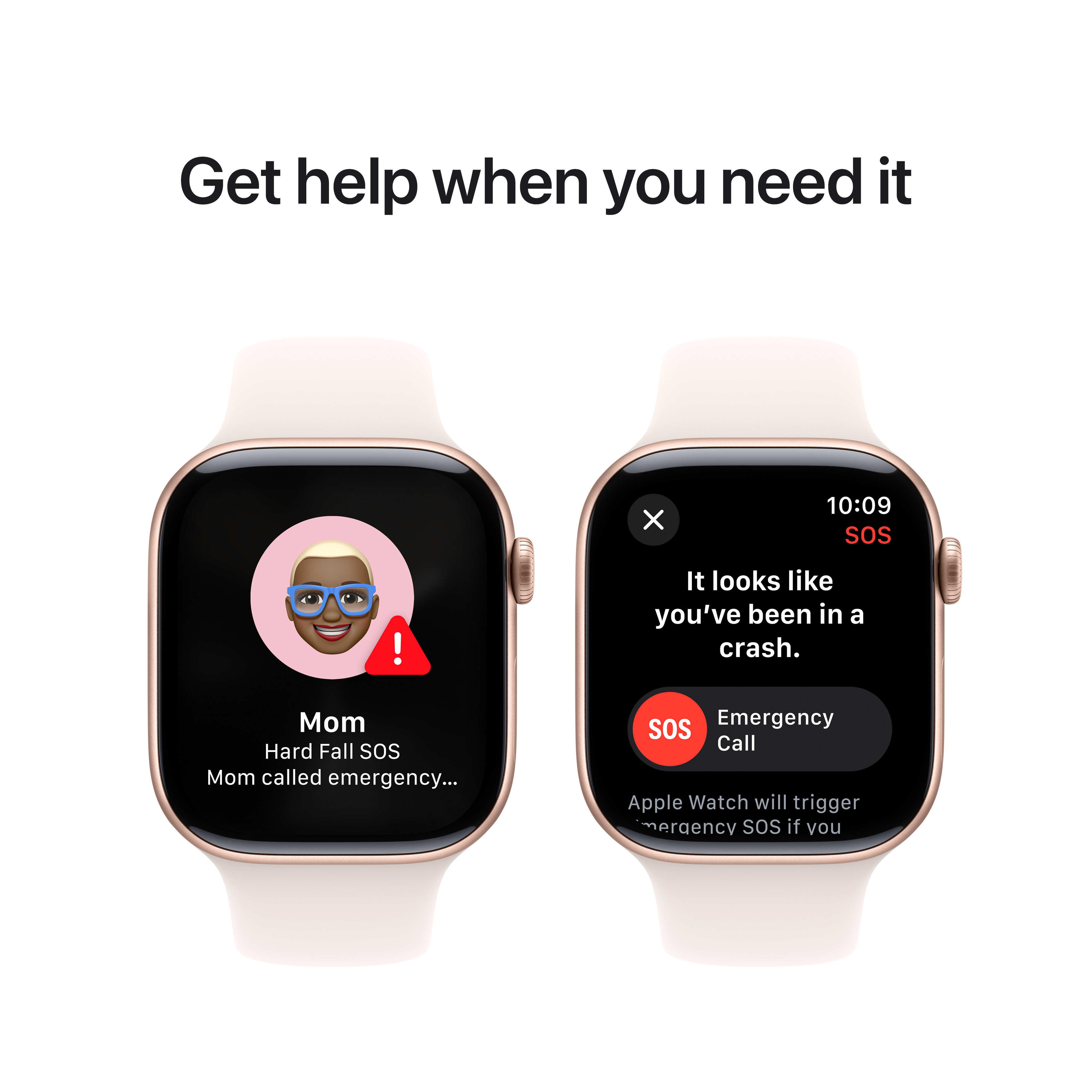 Apple Watch Series 10 (GPS) 46 mm ruusukulta alumiinikuori ja punanhäivä urheiluranneke, M/L (MWWU3)