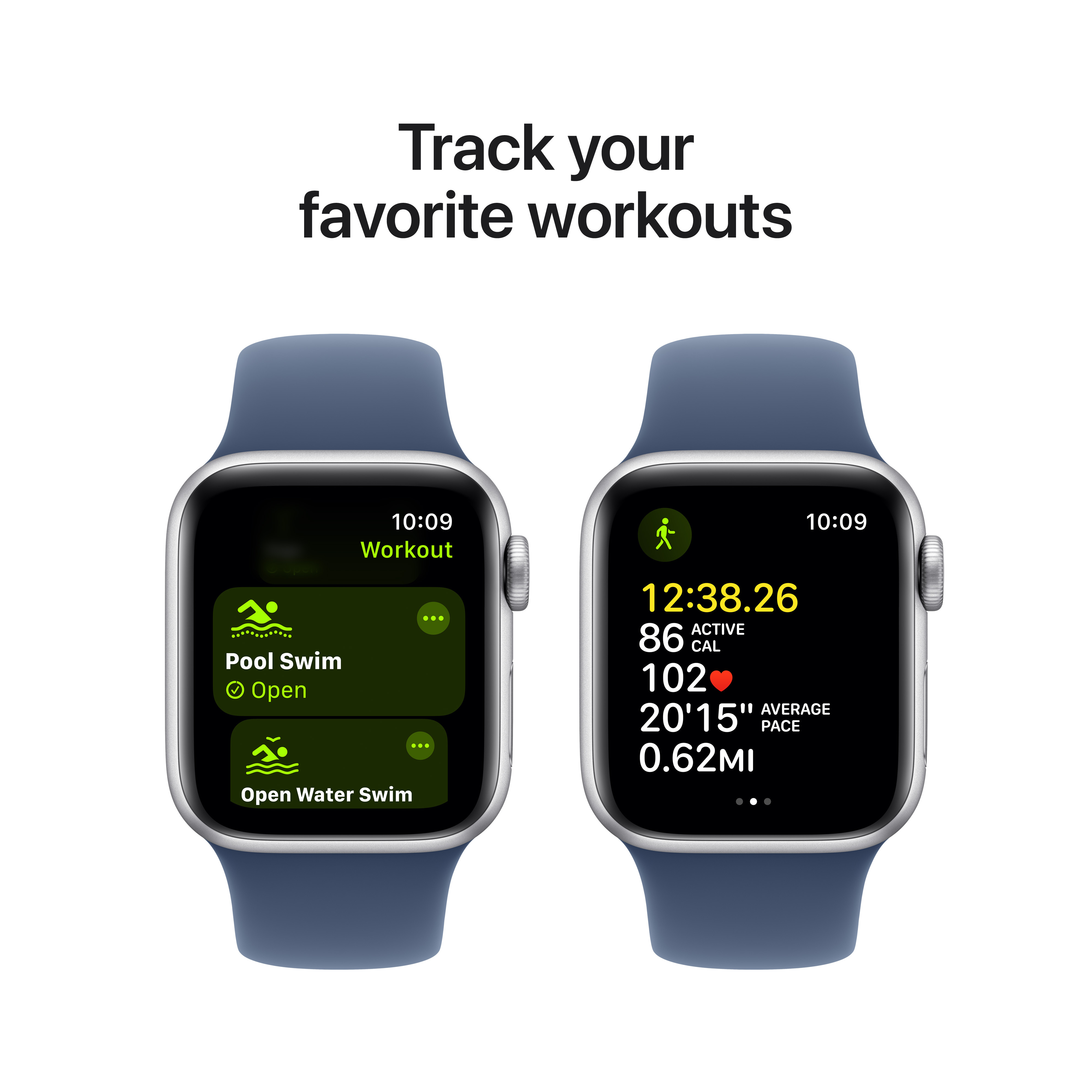 Apple Watch SE (GPS) 40 mm hopea alumiinikuori ja farkunsininen urheiluranneke, S/M (MXEC3)