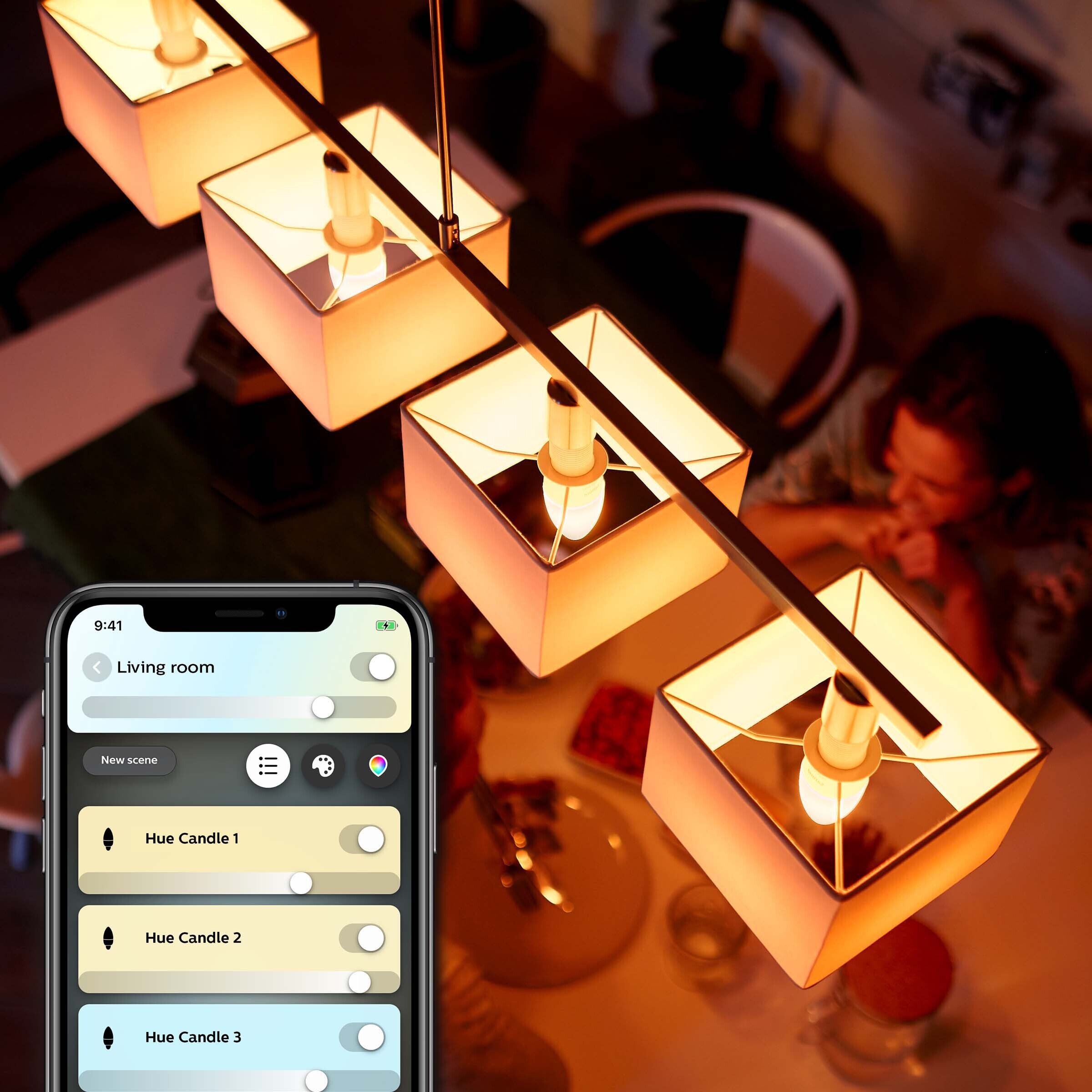 Philips Hue White Ambiance -LED-älylamppu, BT, E14, 470 lm