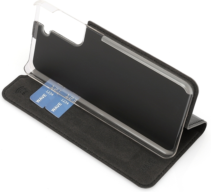 Wave BookCase -suojakotelo, Samsung Galaxy S21, musta