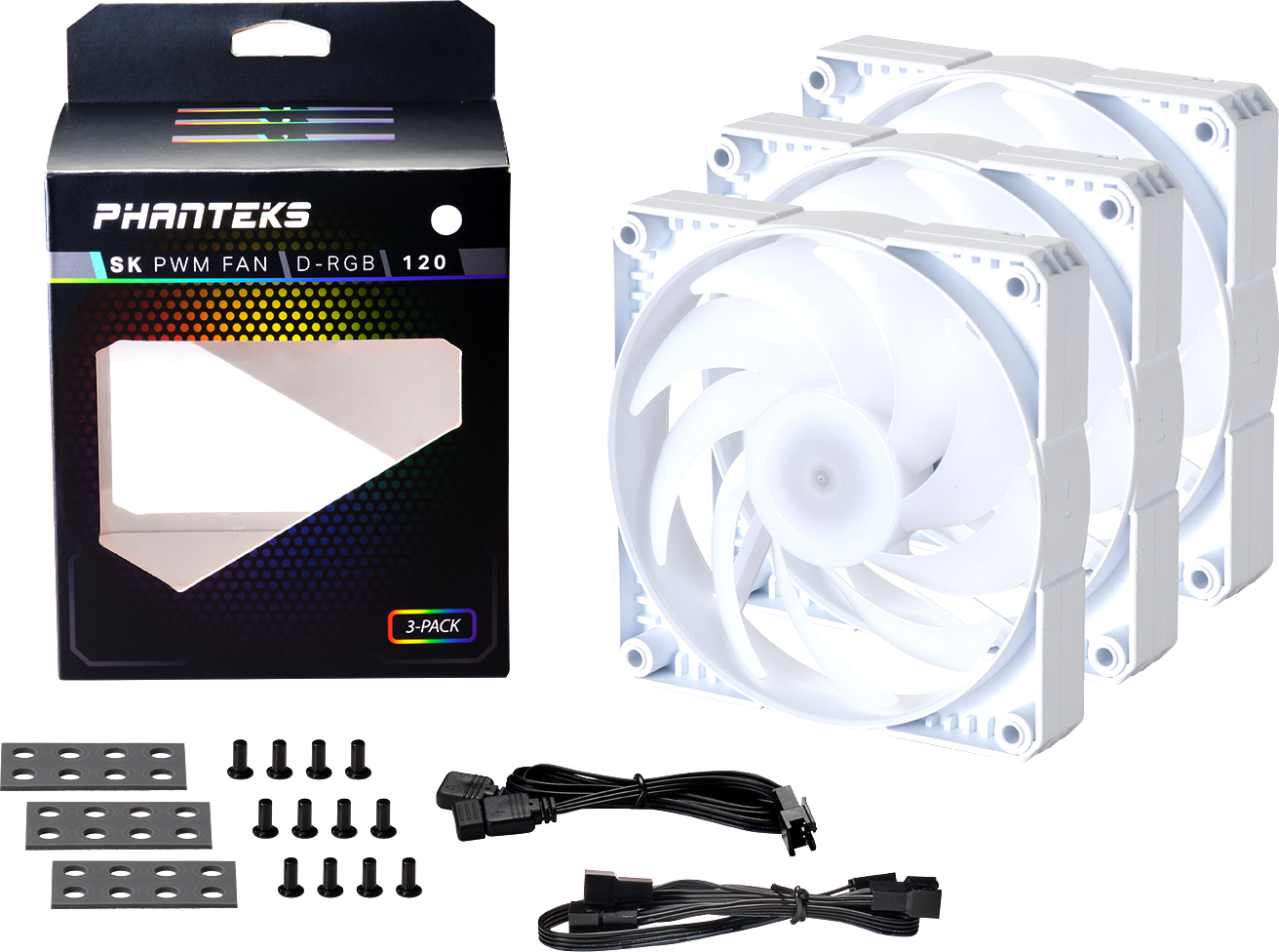 Phanteks PH-F120SK D-RGB PWM -tuuletinpakkaus, 120 mm, valkoinen, 3-pack