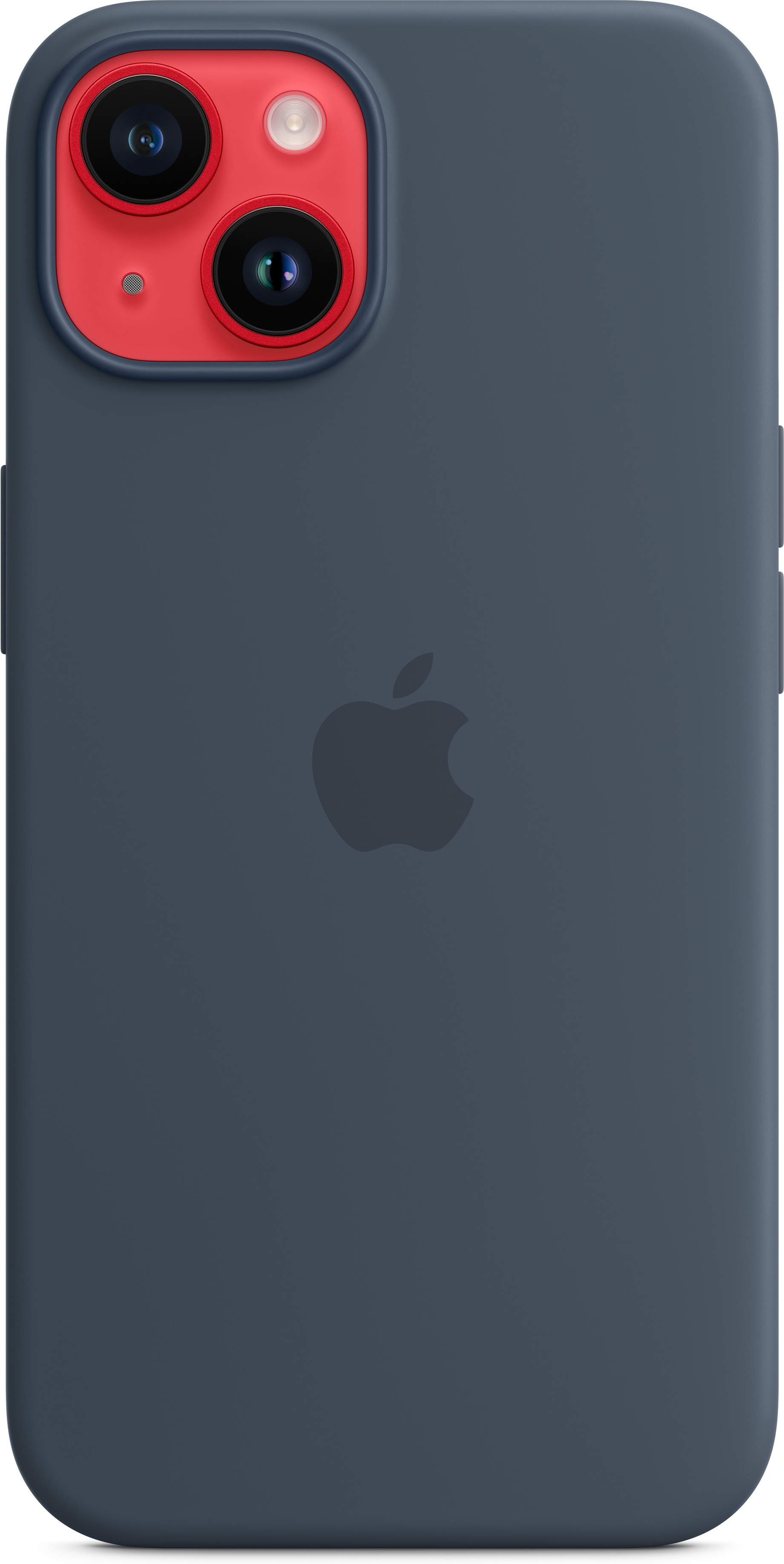 Apple iPhone 14 silikonikuori MagSafella, myrskynsininen