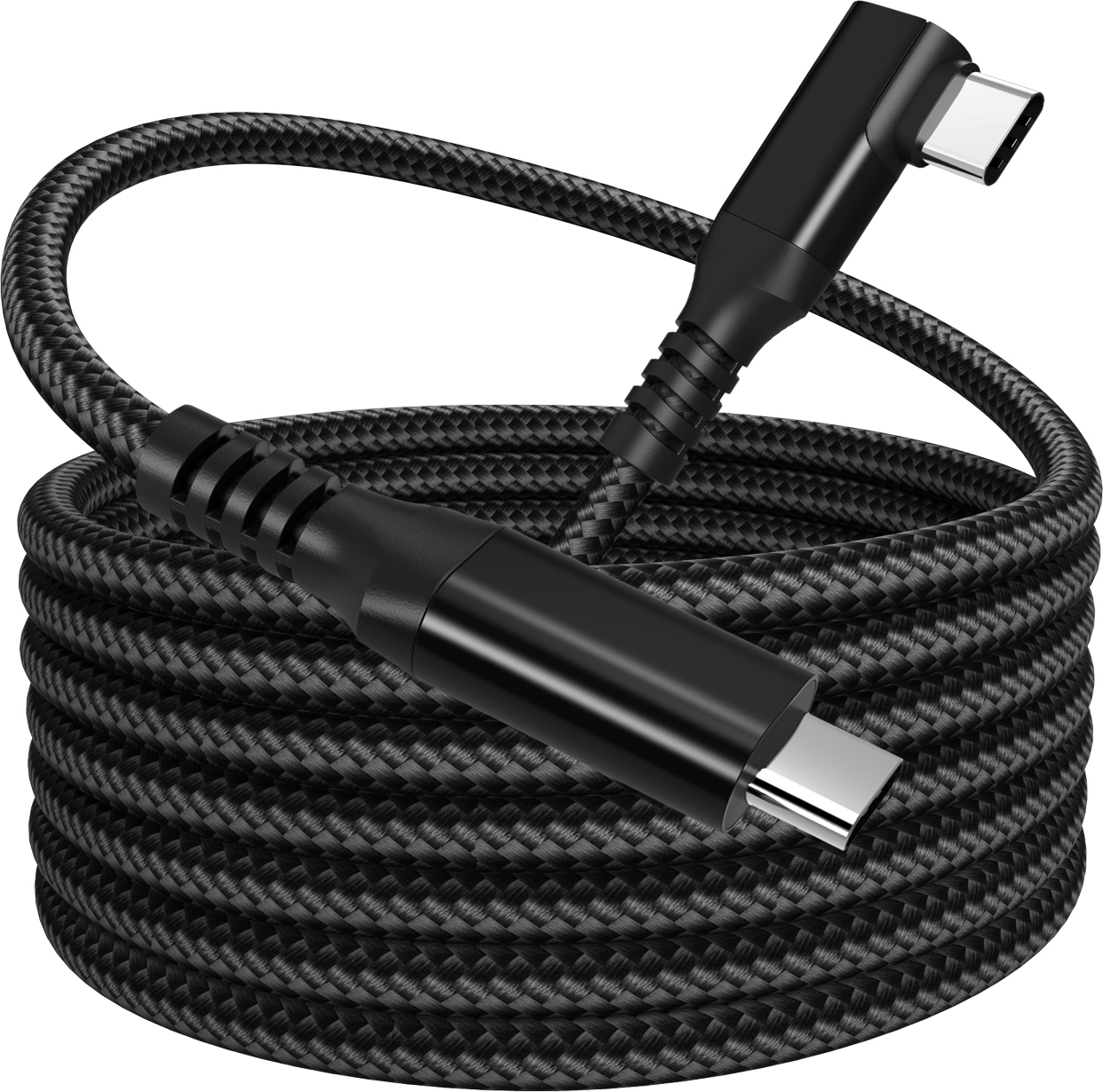 Fuj:tech USB-C 90° - USB-C -kaapeli, 1 m, musta