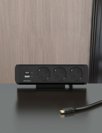 DELTACO virtapaneeli, 3 pistorasiaa, 1x21W A+C USB-laturi, GST18-liitäntä