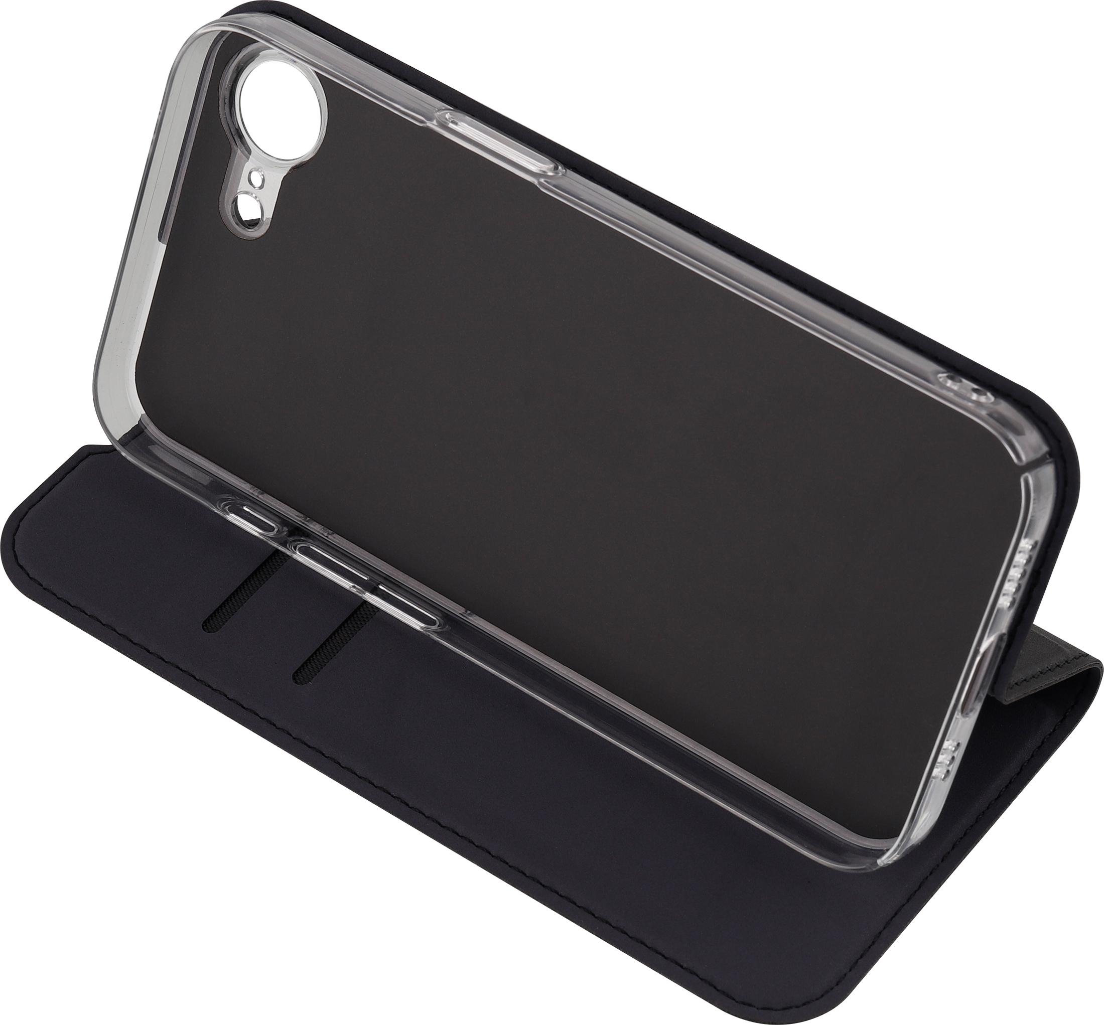 Fonekit Bookcase -suojakotelo, iPhone 16e, musta