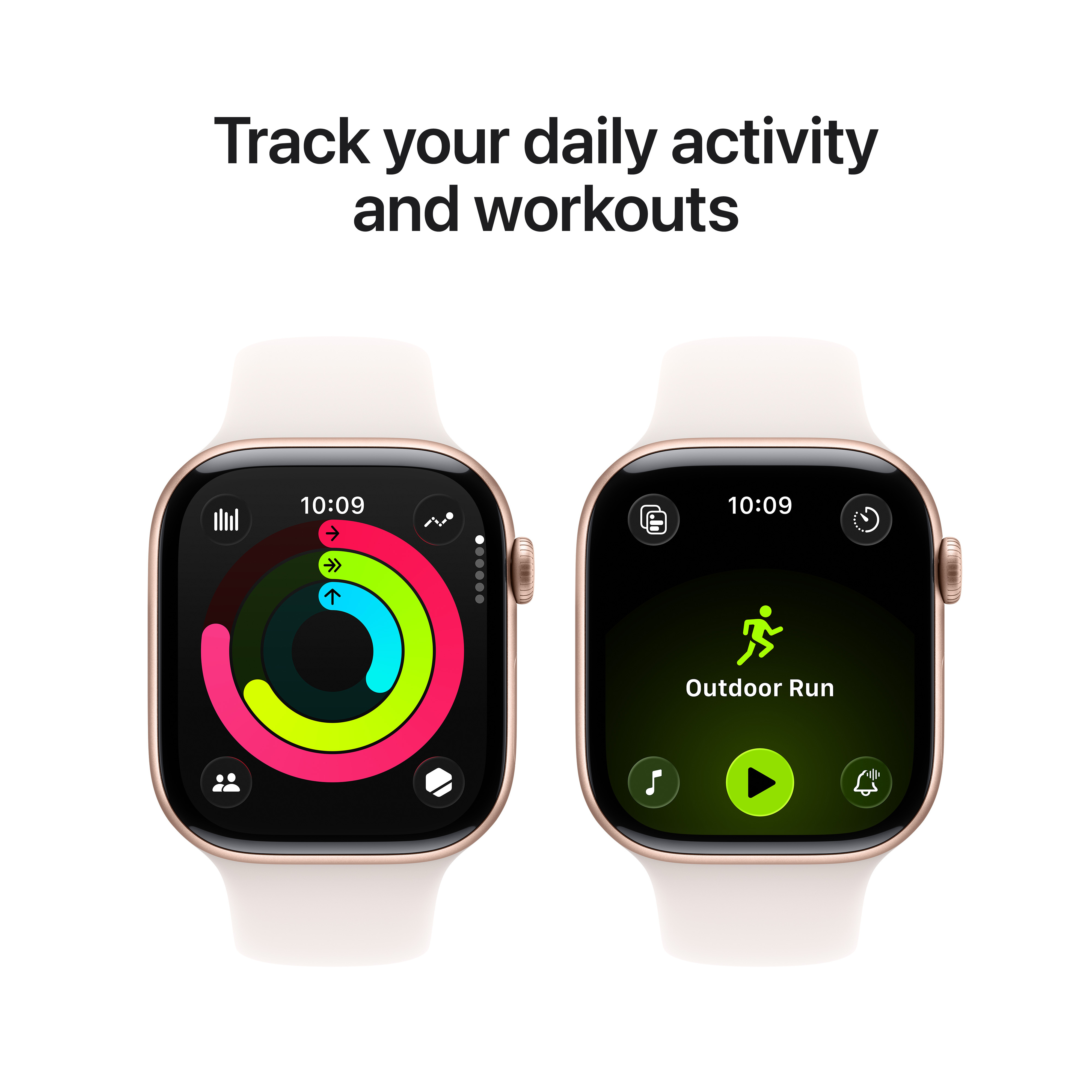 Apple Watch Series 11 (GPS) 46 mm ruusukulta alumiinikuori ja punanhäivä urheiluranneke, M/L