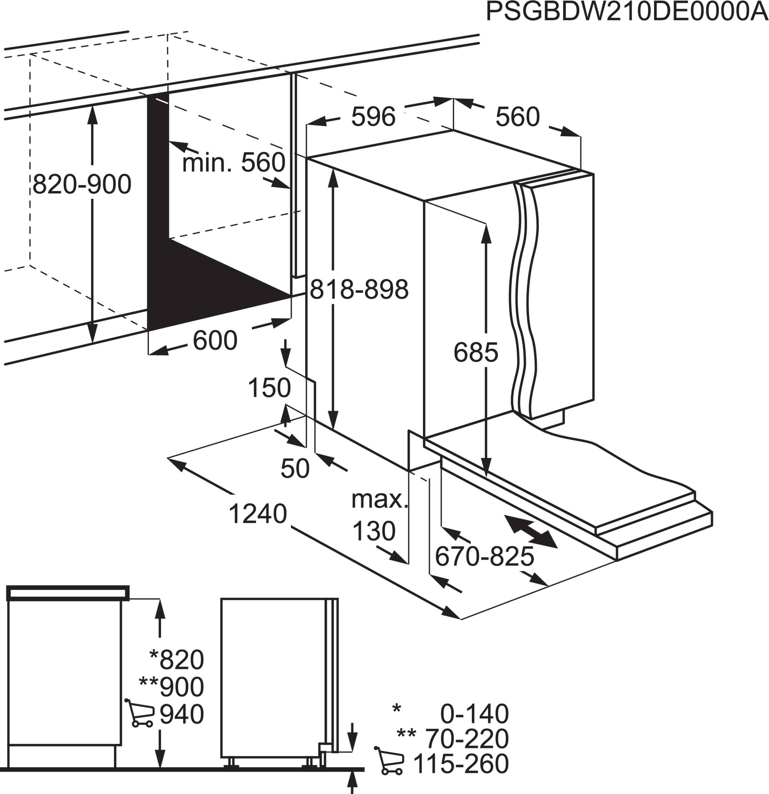 AEG FSE76738P 7000-sarjan astianpesukone, integroitava