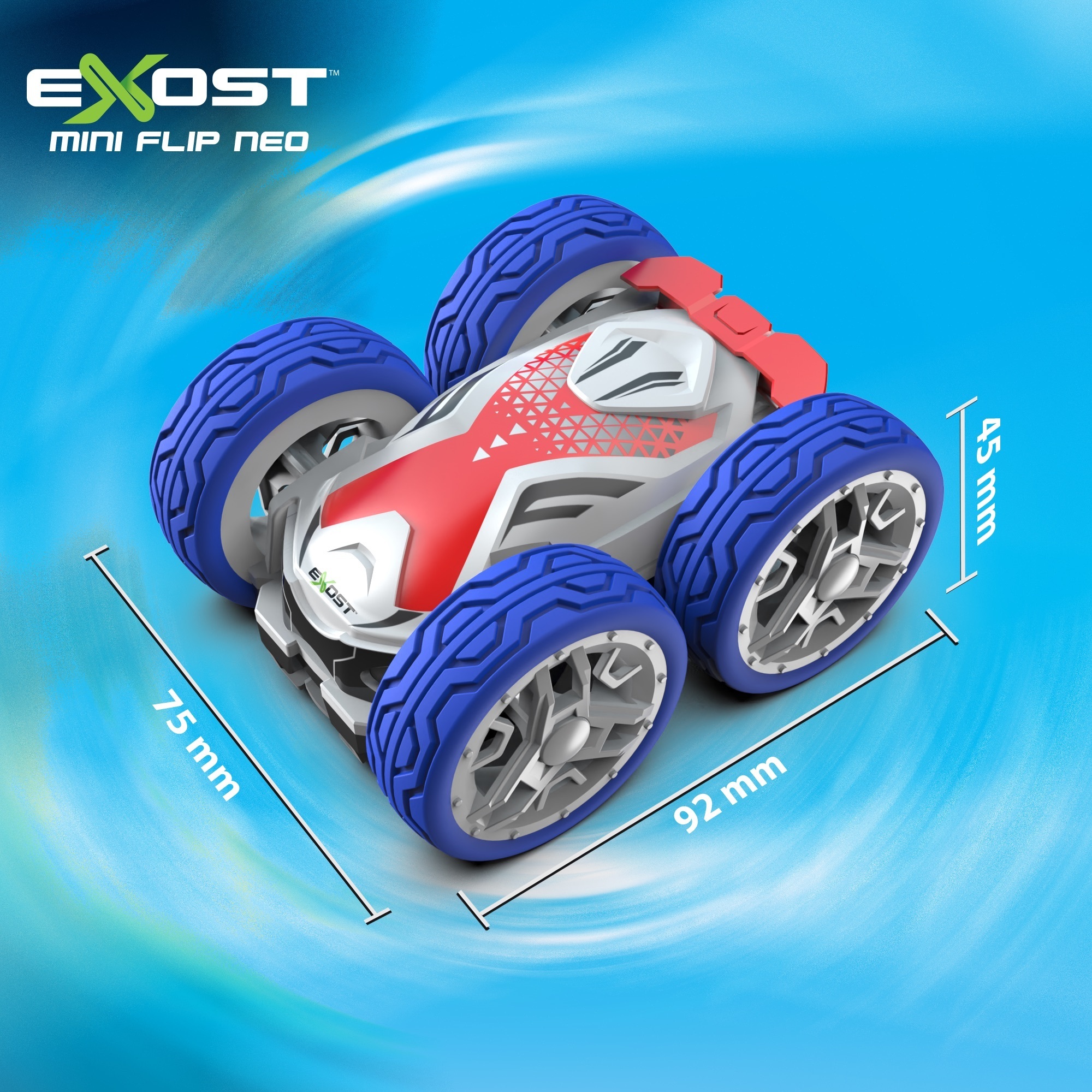 Exost Mini Flip Neo - kauko-ohjattava temppuauto, sininen