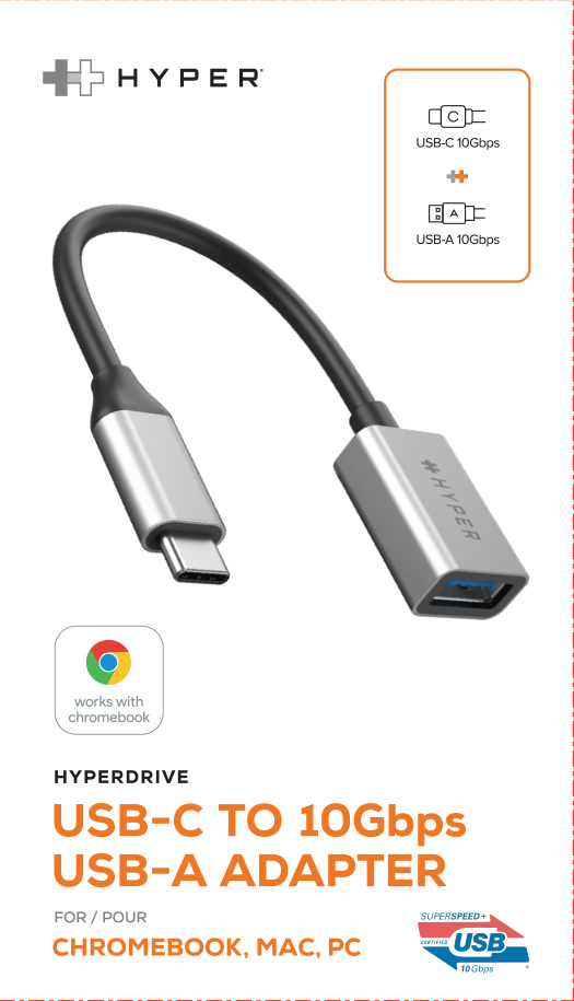 Hyper HyperDrive USB-C to 10Gbps USB-A -adapteri, tähtiharmaa