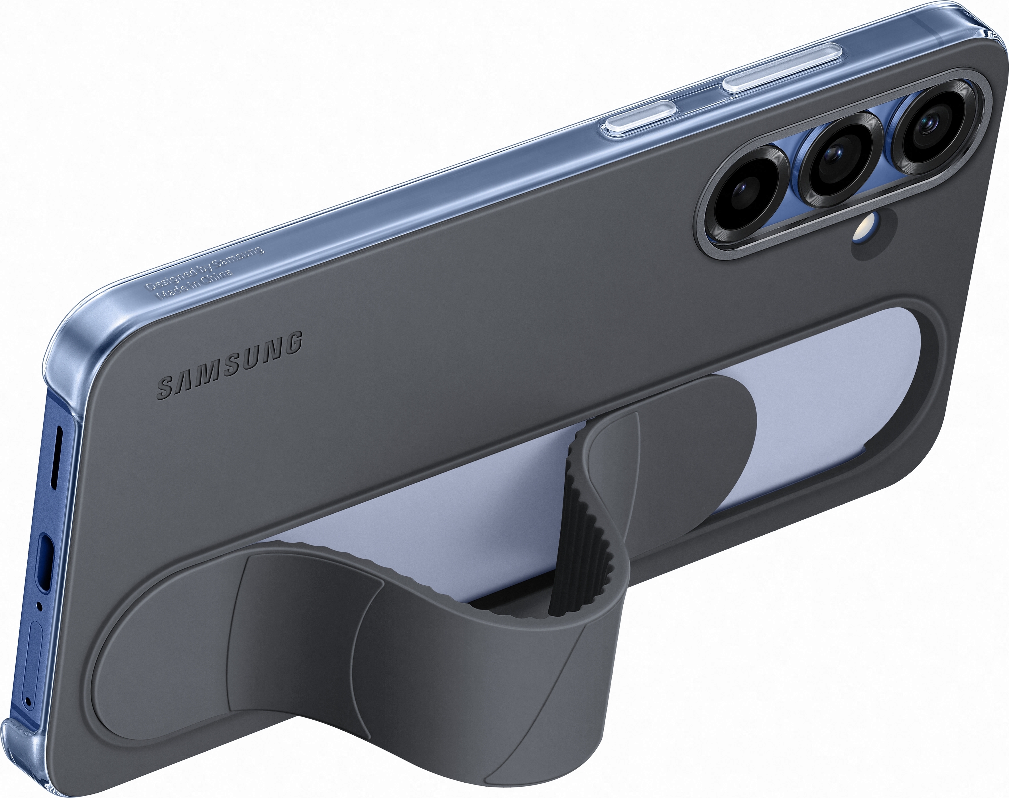 Samsung Galaxy S25+ Standing Grip suojakuori, musta / sininen