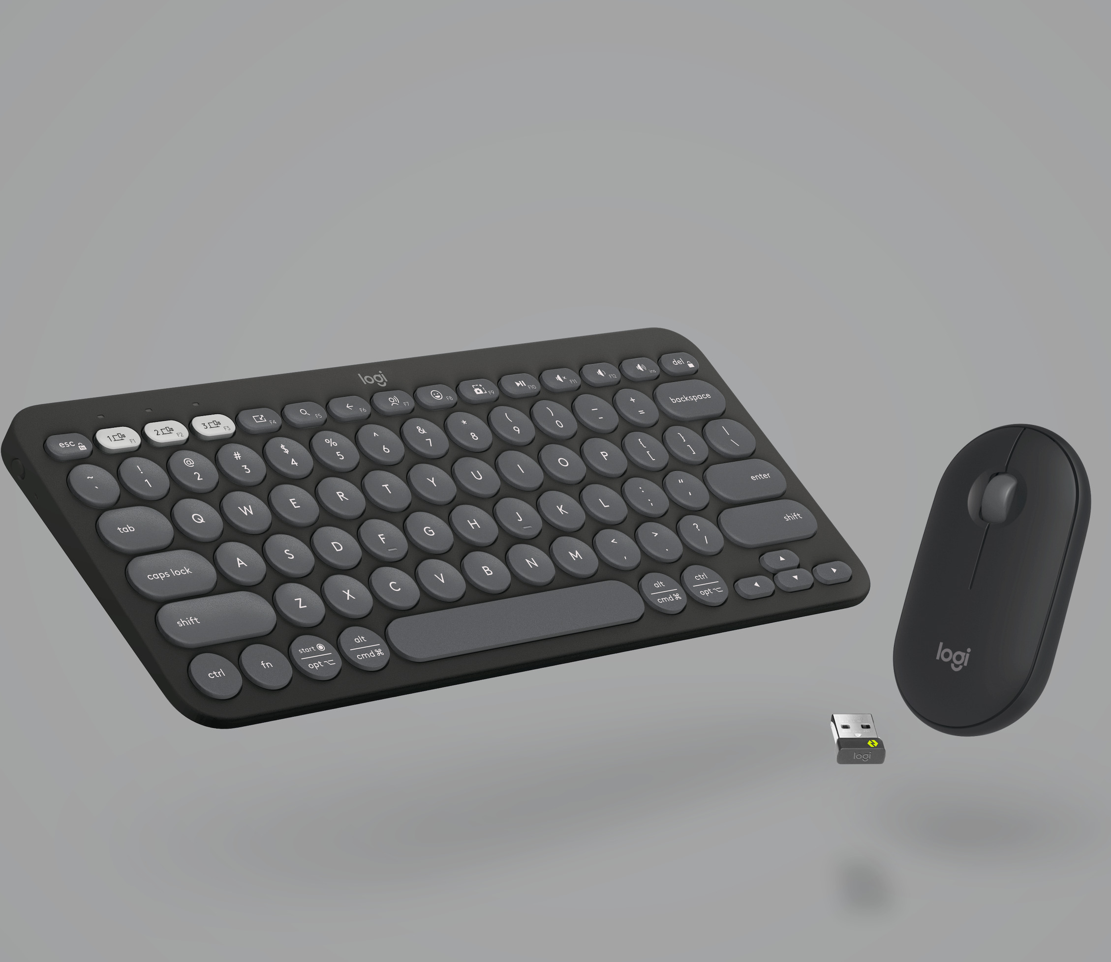 Logitech Pebble 2 Combo -näppäimistö ja hiiri, harmaa