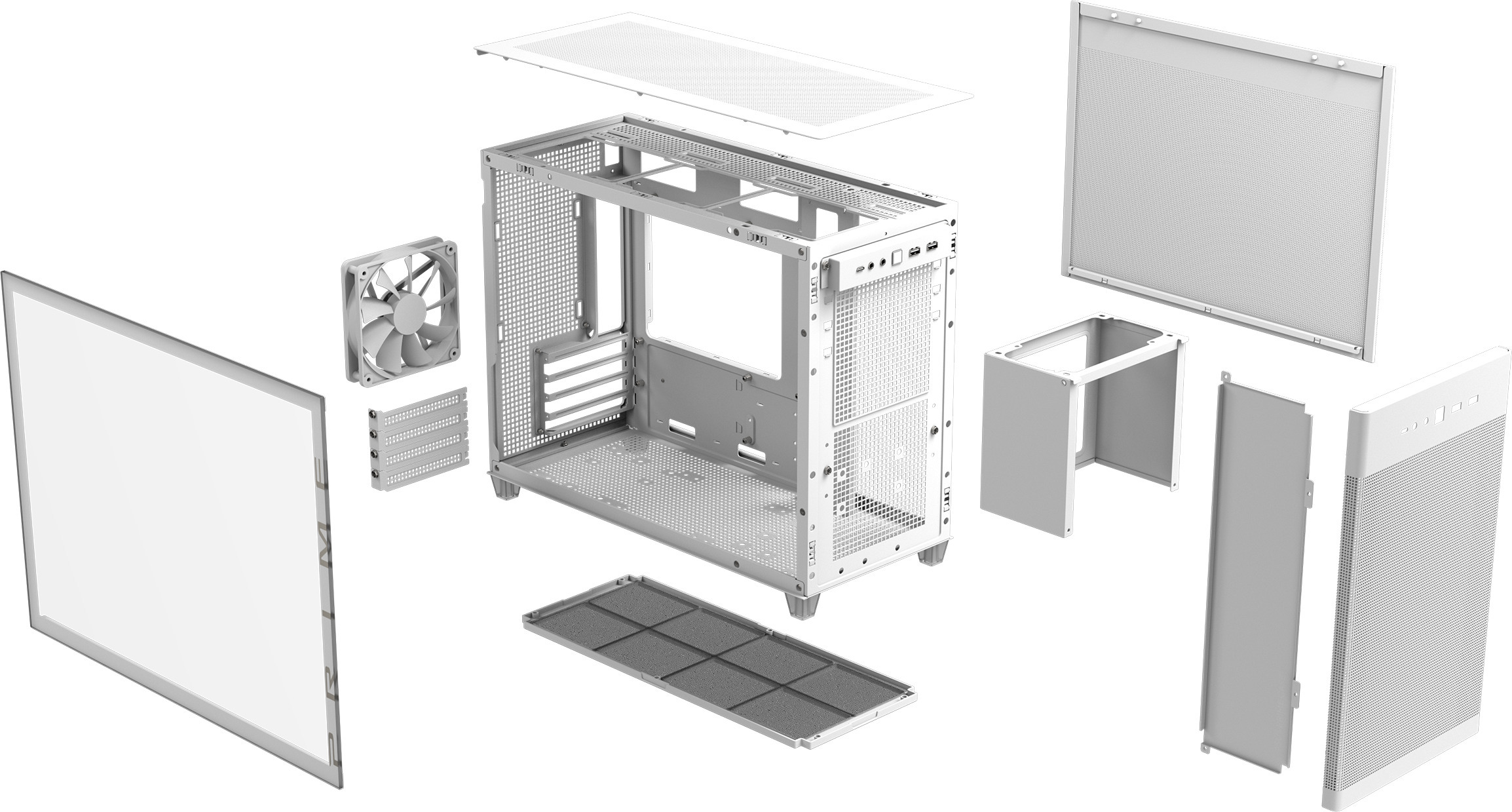 Asus Prime AP201 TG Micro-ATX-kotelo ikkunalla, valkoinen