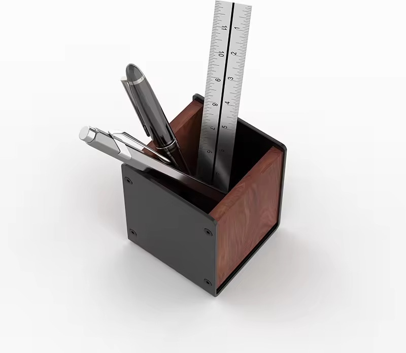 ErgoWork Hickory Pen Box -kynäpurkki, tumma pähkinäpuu