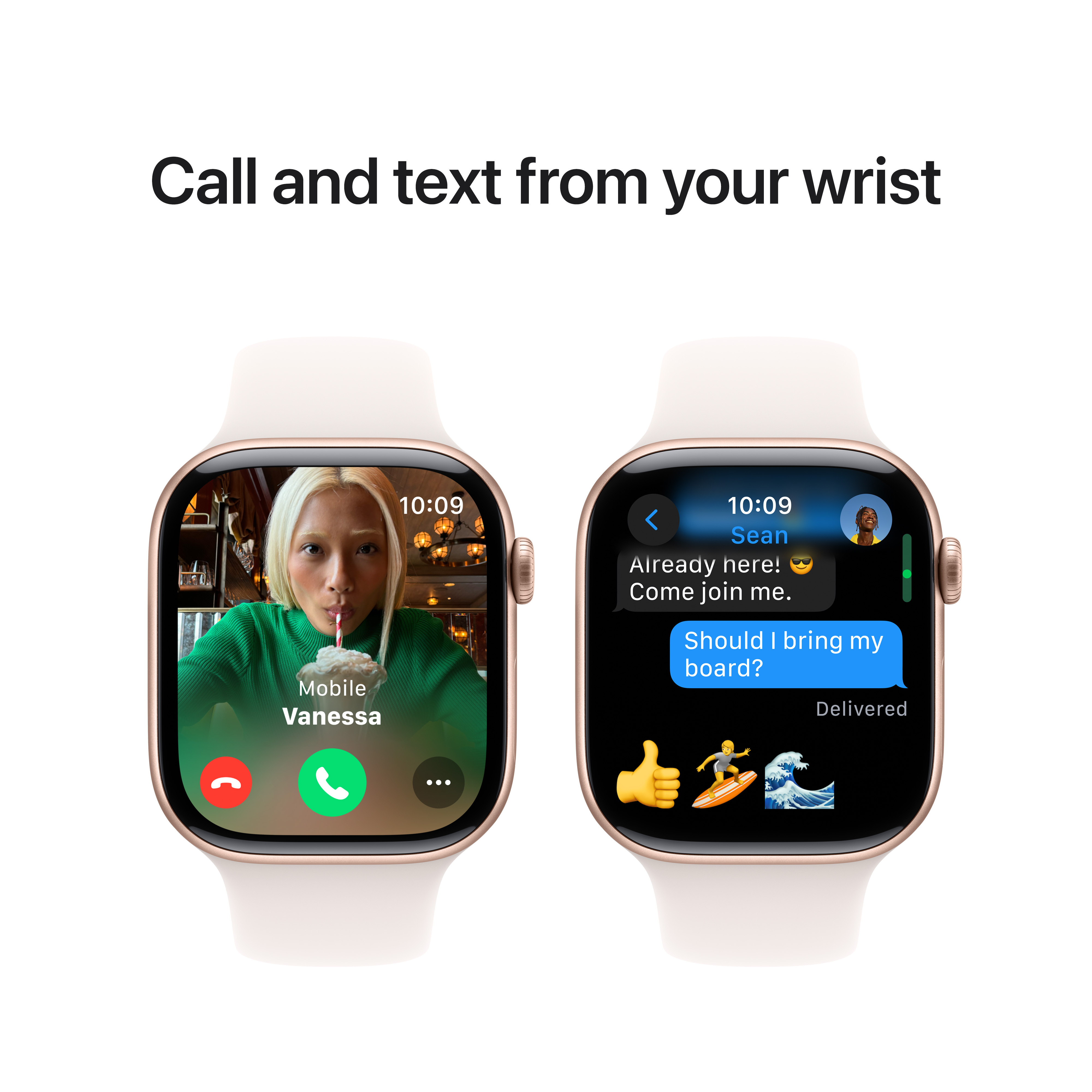 Apple Watch Series 10 (GPS) 46 mm ruusukulta alumiinikuori ja punanhäivä urheiluranneke, M/L (MWWU3)
