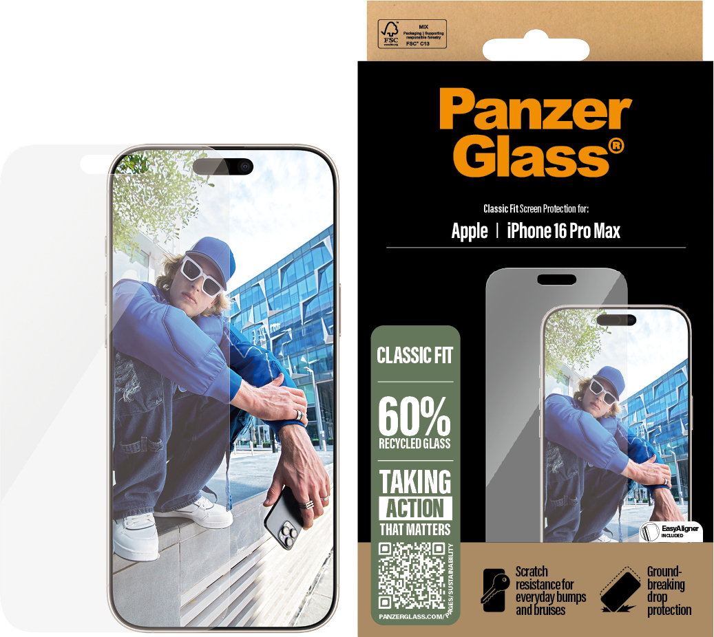 PanzerGlass Screen Protector Classic Fit -panssarilasi, Apple iPhone 16 Pro Max
