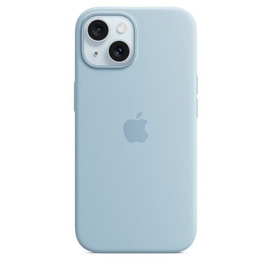 Apple iPhone 15 silikonikuori MagSafella, vaaleansininen