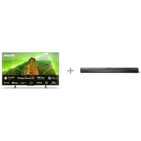 Philips PUS8108 70" 4K LED Ambilight TV + Fidelio FB1 7.1.2 Dolby Atmos Soundbar -tuotepaketti