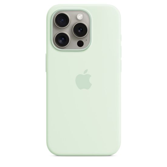 Apple iPhone 15 Pro silikonikuori MagSafella, vaaleanminttu