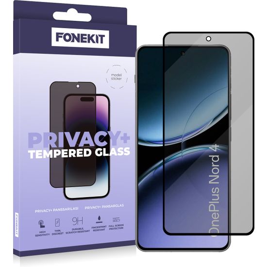 FoneKit Privacy+ Full Cover -panssarilasi, OnePlus Nord 4, musta