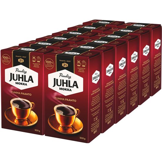 Paulig Juhla Mokka Tummapaahto -jauhettu kahvi, 500 g, 12-PACK