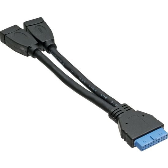 Fuj:tech USB 3.0 Adapter Cable, Internal 2x USB A Female to Mainboard Header -adapteri