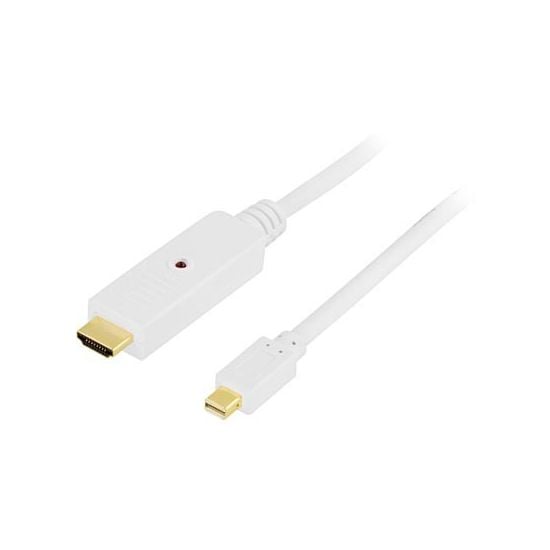 DELTACO Mini DisplayPort - HDMI kaapeli, uros - uros, pituus 2.0 metriä, valkoinen