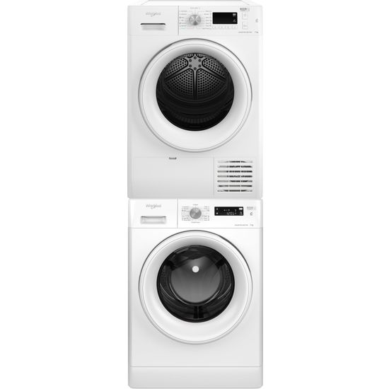 Whirlpool FFS 7469 W EE -pyykinpesukone ja Whirlpool FFT M11 72 EE -kuivausrumpu