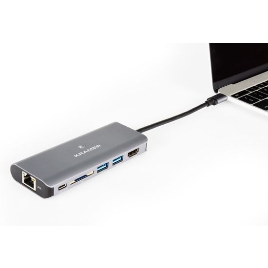 Kramer USB-C MultiPort 4K HDMI and Ethernet -adapteri, harmaa