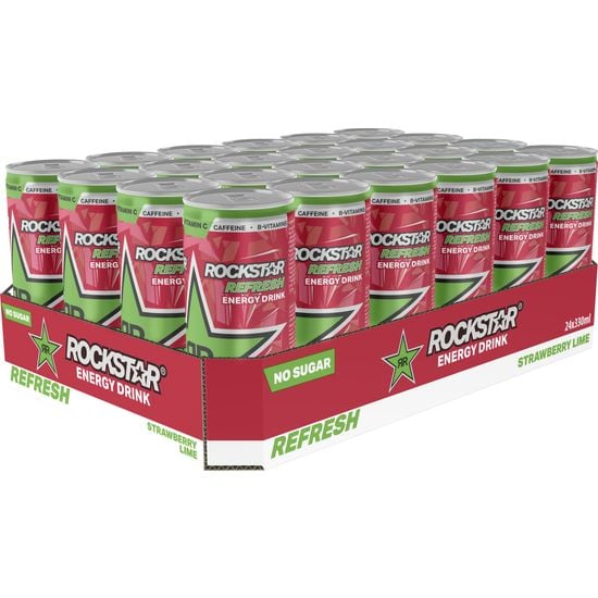 Rockstar Refresh Strawberry-Lime No Sugar -energiajuoma, 330 ml, 24-pack