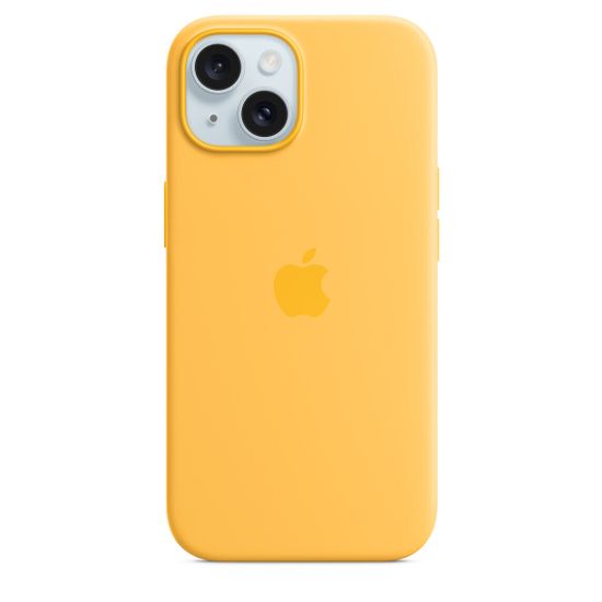 Apple iPhone 15 silikonikuori MagSafella, paisteenkeltainen
