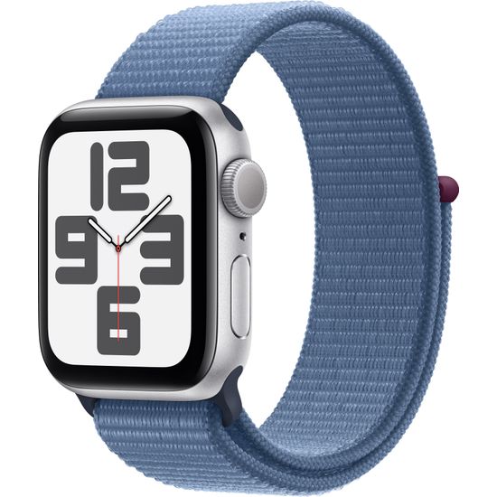 Apple Watch SE (GPS) 40 mm hopeanvärinen alumiinikuori ja talvensininen Sport Loop -ranneke (MRE33)