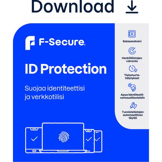 F-Secure ID PROTECTION - 10 laitetta / 12 kk -yksityisyyden suojaohjelma, ESD - sähköinen lisenssi