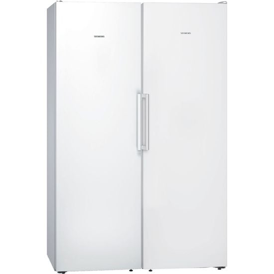 Siemens KS36VVWDP iQ300 -jääkaappi, valkoinen ja Siemens GS36NVWEP iQ300 -kaappipakastin, valkoinen