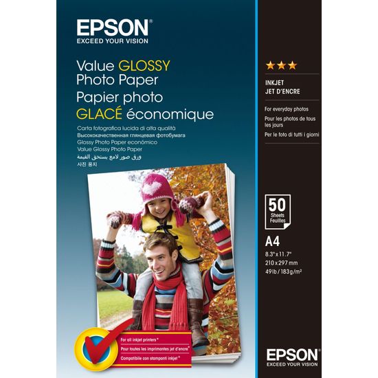 Epson Value Glossy Photo Paper -valokuvapaperi, A4, 50 arkkia