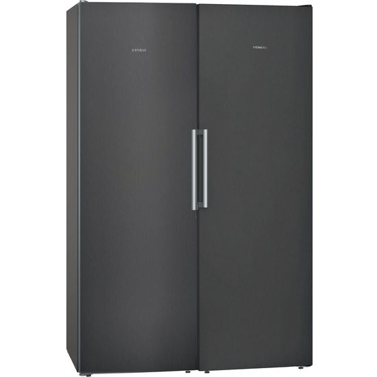 Siemens KS36VVXDP iQ300 -jääkaappi, musta teräs ja Siemens GS36NVXEV iQ300 -kaappipakastin, musta teräs
