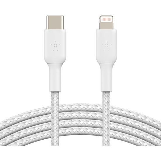 Belkin BOOST CHARGE™ Lightning - USB-C kaapeli punottu, 1m, valkoinen