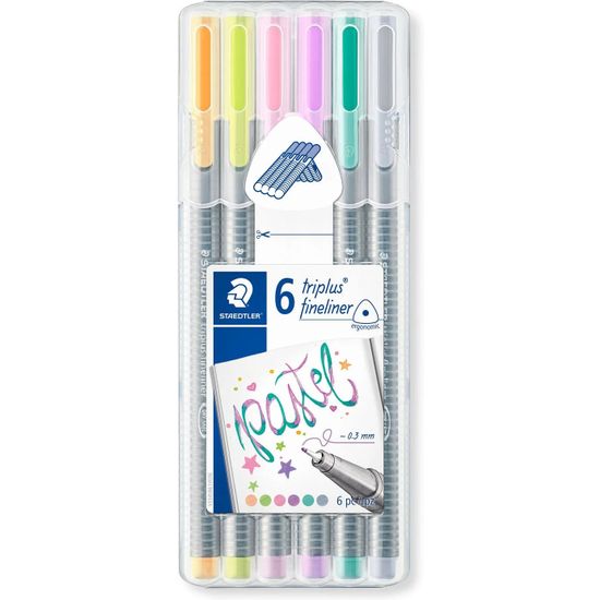 Staedtler Fineliner Triplus Pastel -kuitukärkikynät, 0,3 mm, 3 x 6 väriä