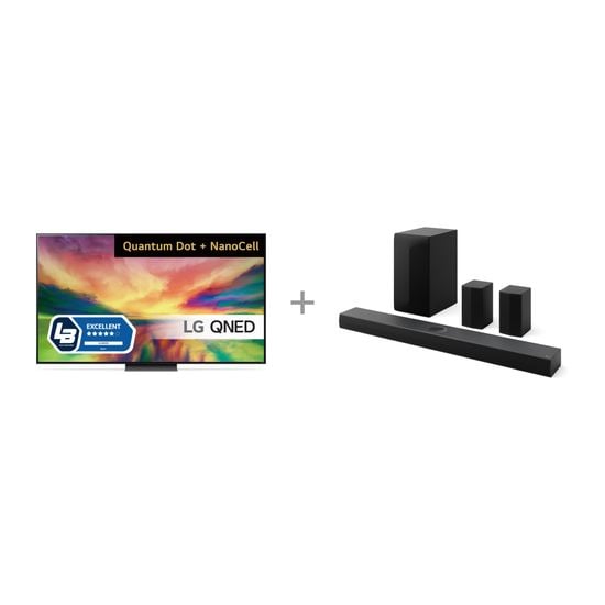 LG QNED81 65" 4K QNED TV (2023) + LG S70TR 5.1.1 Soundbar Dolby Atmos -tuotepaketti