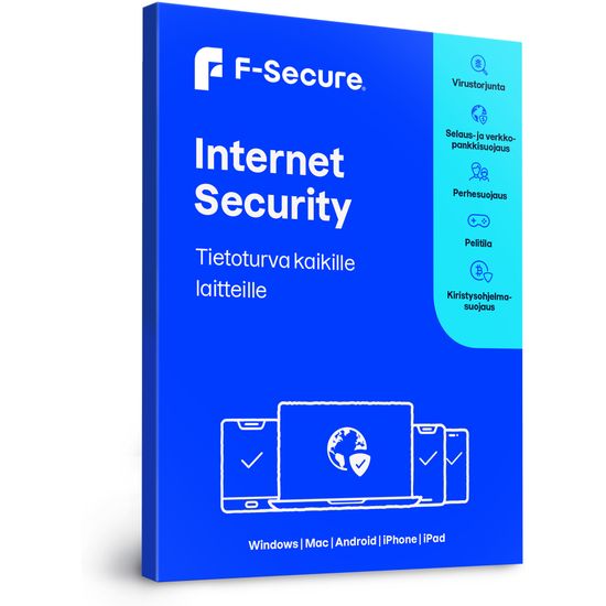 F-Secure Internet Security for all devices - 5 laitetta / 12 kk -tietoturvaohjelmisto