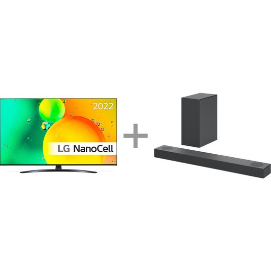 LG 55NANO76 55" 4K NanoCell TV + LG S75Q 3.1.2 Dolby Atmos Soundbar -tuotepaketti