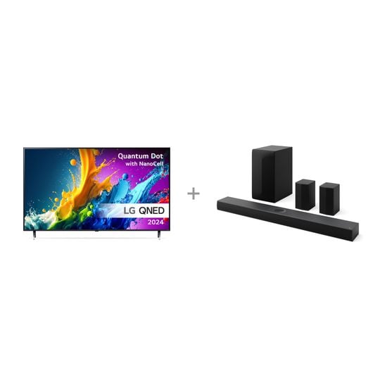 LG 55'' QNED 80 – 4K TV (2024) + LG S70TR 5.1.1 Soundbar Dolby Atmos -tuotepaketti