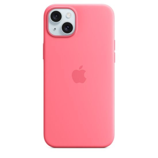 Apple iPhone 15 Plus silikonikuori MagSafella, pinkki